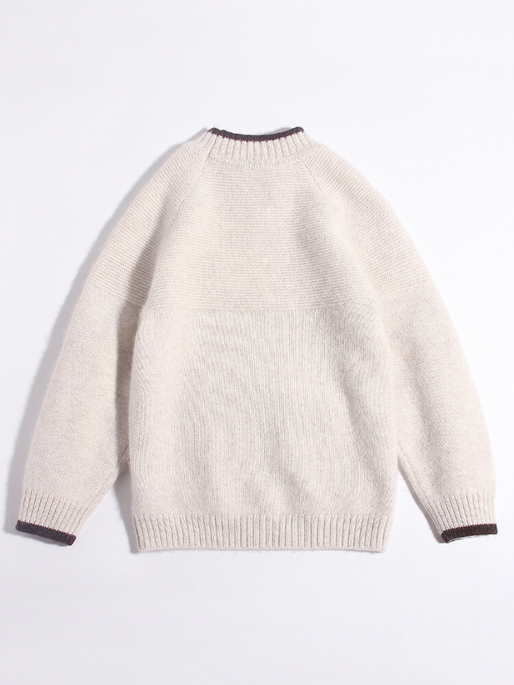 Kids Ivory Cashmere Sweater with Bear Patch and Pocket